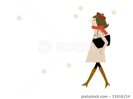 Image of a woman wearing a coat winter Image of a woman wearing a coat winter 33916154