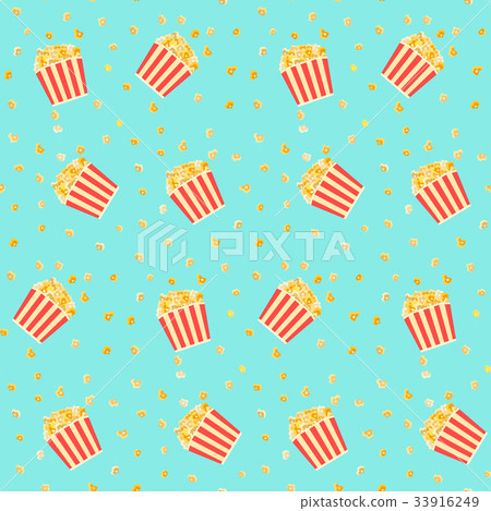 Bright colorful popcorn in boxes seamless pattern 33916249