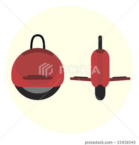Flat red self-balancing electric unicycle icon 33916543