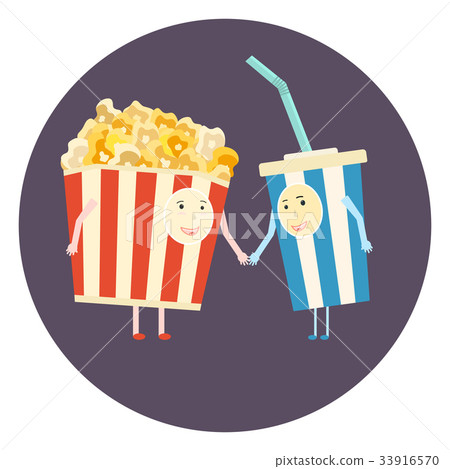 Flat vector perfect friends - popcorn and cola 33916570
