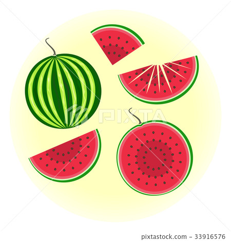 Flat vector watermelon set - Stock Illustration [33916576] - PIXTA