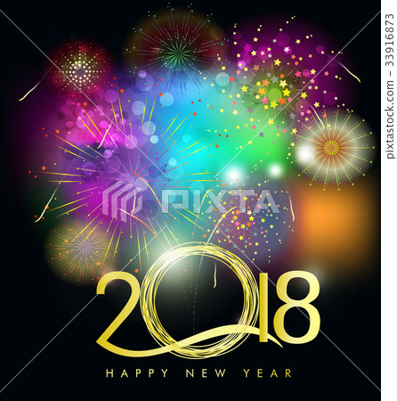Happy new year 2018 greeting card - Stock Illustration [33916873] - PIXTA