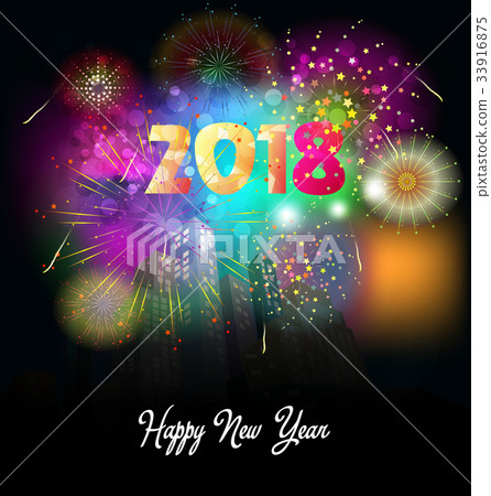 Happy new year 2018 greeting card - Stock Illustration [33916875] - PIXTA