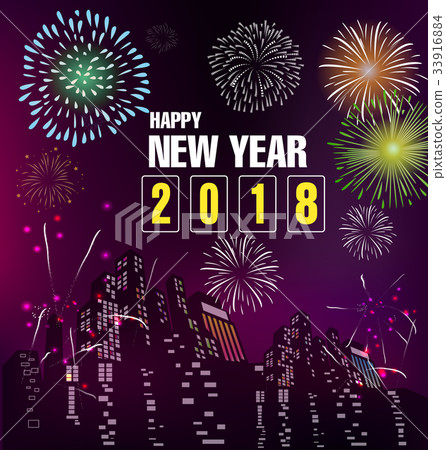 Happy new year 2018 greeting card - Stock Illustration [33916884] - PIXTA