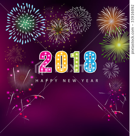 Happy new year 2018 greeting card - Stock Illustration [33916892] - PIXTA