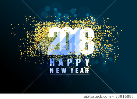 Happy new year 2018 greeting card - Stock Illustration [33916895] - PIXTA