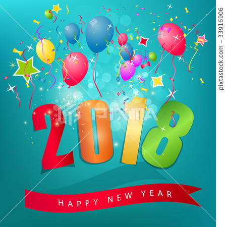 Happy new year 2018 greeting card - Stock Illustration [33916906] - PIXTA