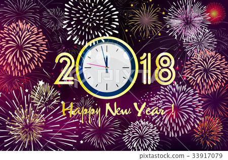 Happy new year 2018 greeting card - Stock Illustration [33917079] - PIXTA