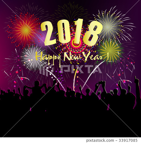 Happy new year 2018 greeting card - Stock Illustration [33917085] - PIXTA
