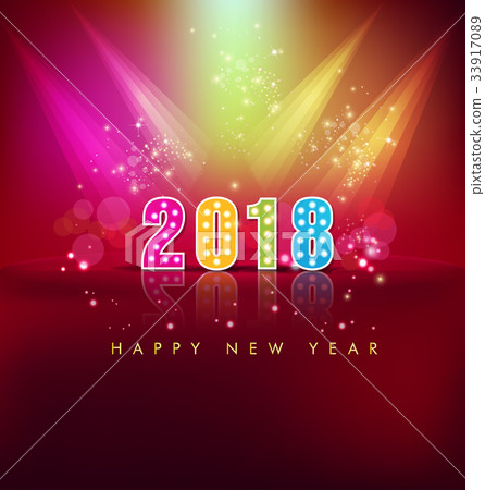 Happy new year 2018 greeting card - Stock Illustration [33917089] - PIXTA