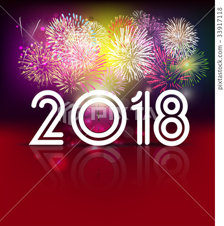Happy new year 2018 greeting card - Stock Illustration [33917118] - PIXTA