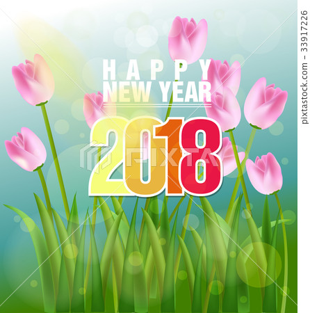 Happy new year 2018 greeting card - Stock Illustration [33917226] - PIXTA