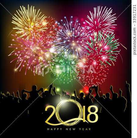Happy new year 2018 greeting card - Stock Illustration [33917231] - PIXTA