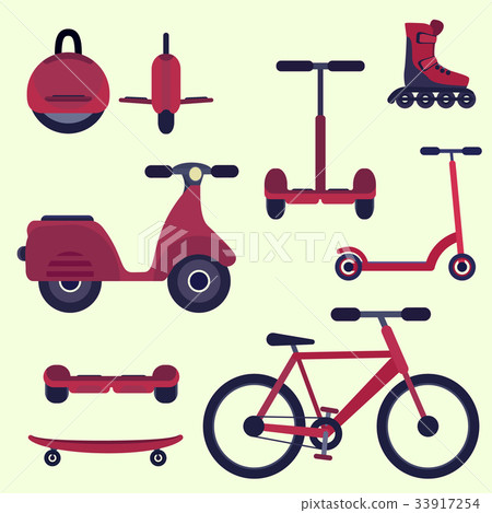 Flat cherry red fashion youth city transport set Flat cherry red fashion youth city transport set 33917254