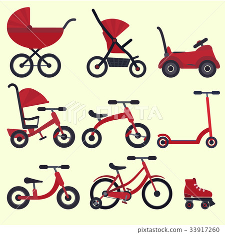 Flat bright red baby transport set  33917260