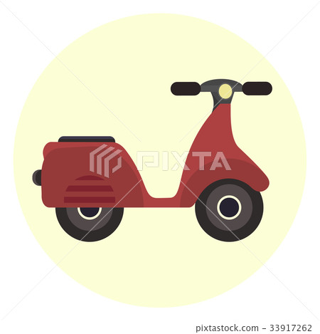 Flat red scooter icon, motor bicycle Flat red scooter icon, motor bicycle 33917262