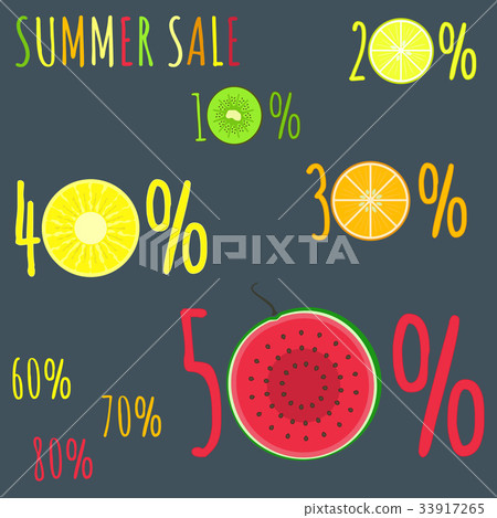 Colorful summer sale badges with fresh fruits Colorful summer sale badges with fresh fruits 33917265
