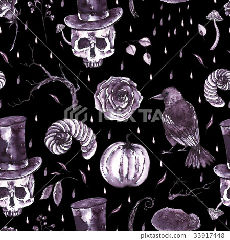 Monochrome watercolor hand drawn seamless pattern - Stock Illustration ...