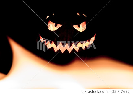 Fire flames halloween pumpkin burning eyes mouth 33917652