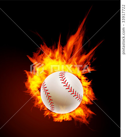 Baseball ball on fire background. 33917722