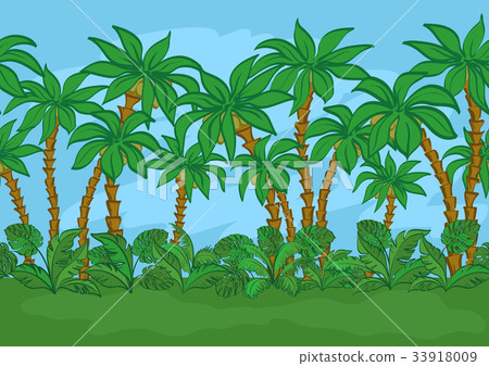 Seamless, Palms and Sky 33918009