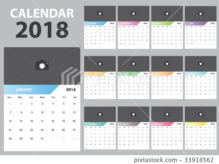 Set desk calendar 2018 design set of 12 months. 33918562