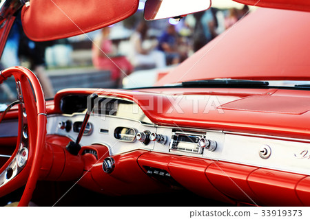 Front red panel of old retro car 33919373