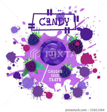 Candy Blackberry Lolly Dessert Colorful Icon 33921364