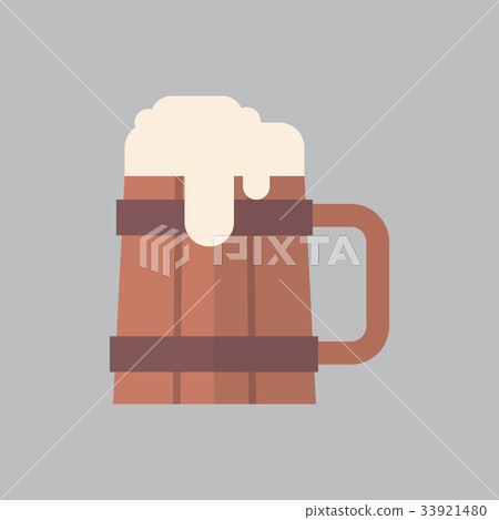 Wooden Beer Mug Icon Oktoberfest Festival Concept 33921480