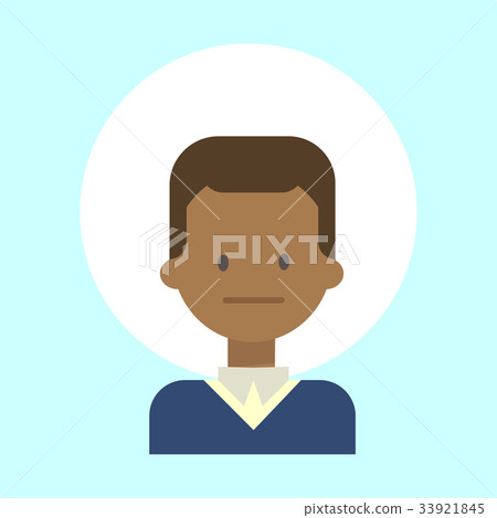 African American Male Neutral Emotion Profile Icon 33921845