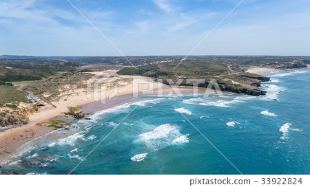 Aerial. Amoreira Beach is filmed from sky. Aljezur Aerial. Amoreira Beach is filmed from sky. Aljezur 33922824