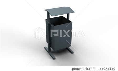 Trash basket with roof 3d illustration render 33923439