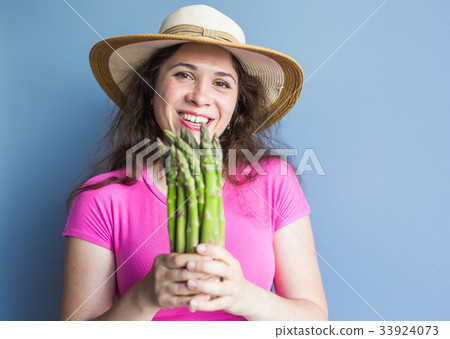 Close-up portrait of funny surprised woman is 33924073