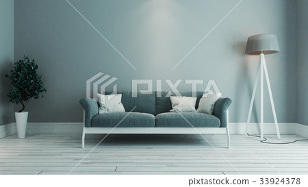 blue color living room interior design idea 33924378