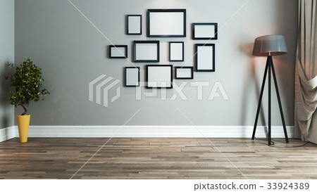 living room interior design idea with photo frame 33924389