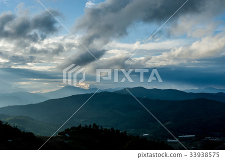 Beautiful mountains landscape and cloud blue sky Beautiful mountains landscape and cloud blue sky 33938575