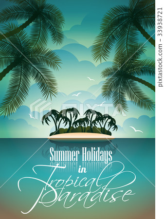 Vector Summer Holiday Flyer Design with palm trees 33938721