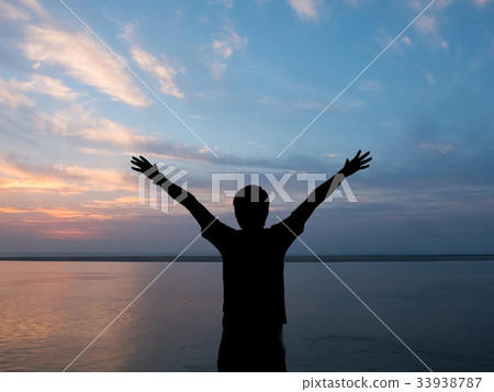 man lift two hands man lift two hands 33938787