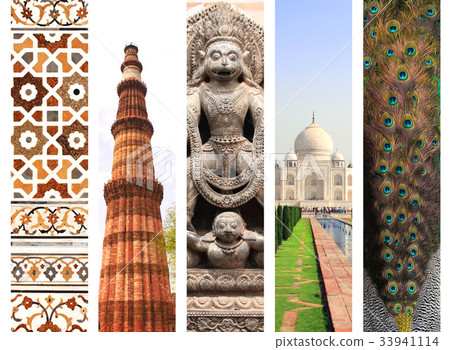 Set of banners with famous landmarks of India 33941114