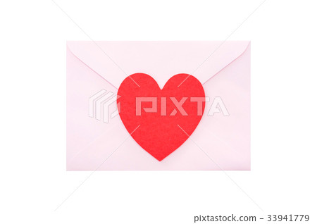 Red heart in a envelope on a white background. Red heart in a envelope on a white background. 33941779