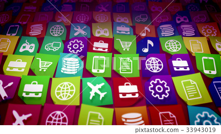 Mobile application icons taken diagonally 33943019