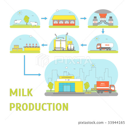 Milk Production Process. Vector 33944165