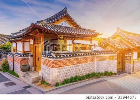 Bukchon Hanok Village in Seoul, South Korea. Bukchon Hanok Village in Seoul, South Korea. 33944575