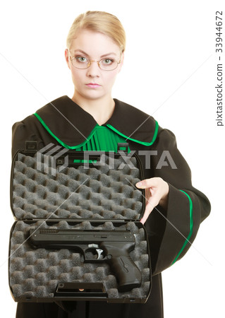 woman lawyer with weapon gun. Crime woman lawyer with weapon gun. Crime 33944672