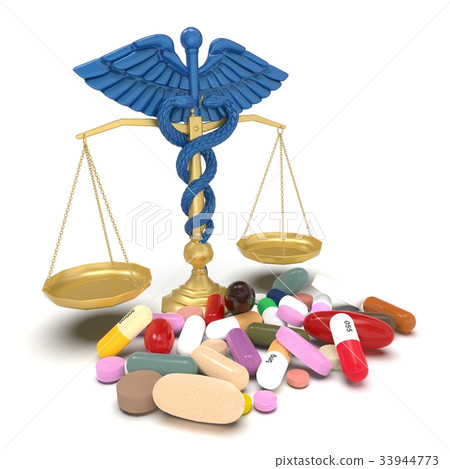 Conceptual idea of justice in pharmacy 3d Conceptual idea of justice in pharmacy 3d 33944773
