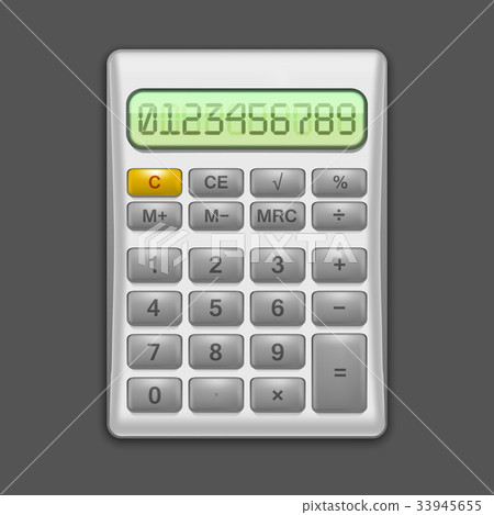 Realistic Electronic Grey Calculator. Vector 33945655