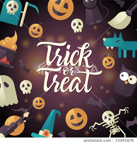 Trick or treat - Halloween celebration poster with 33945876