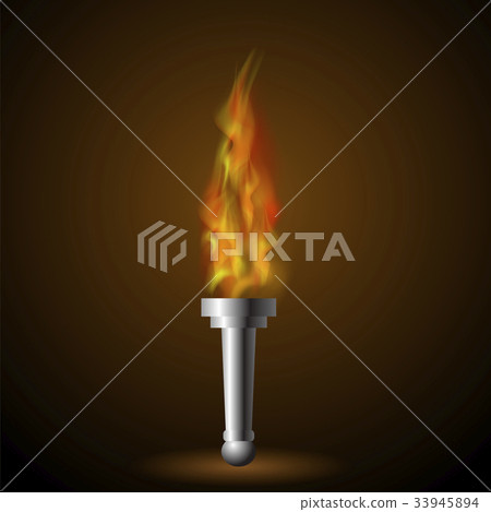 Burning Torch with Fire Flame Burning Torch with Fire Flame 33945894