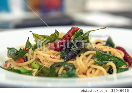 Spicy spaghetti with bacon Spicy spaghetti with bacon 33946616