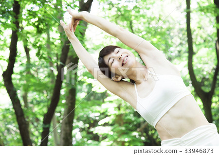 Fitness female yoga Pilates exercise 33946873